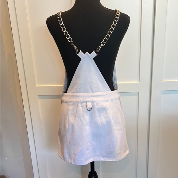 CARMAR White Denim Mini Dress with Silver Chain Straps S - Picture 6 of 7